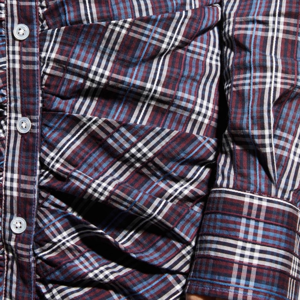 Veronica Beard Calvert Plaid Button-Front Ruched … - image 5